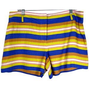 LOFT NWT Women's 4" Inseam Shorts Linen Blend Colorful-Rainbow Print Size 12P